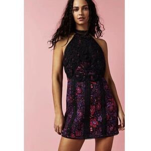 Free People Miss You Mini Dress Size 0 MSRP $250‎ Purple Floral NWT